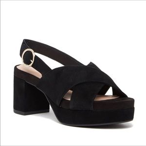 Y2K Taryn Rose Wanda Black Suede Patform Sandal 9